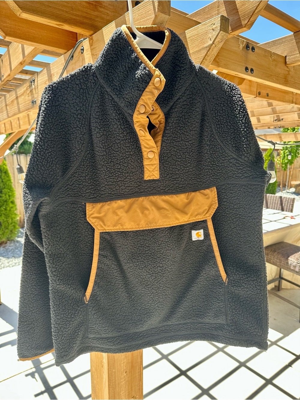 Carhartt Black Sherpa Pullover with Tan Trim